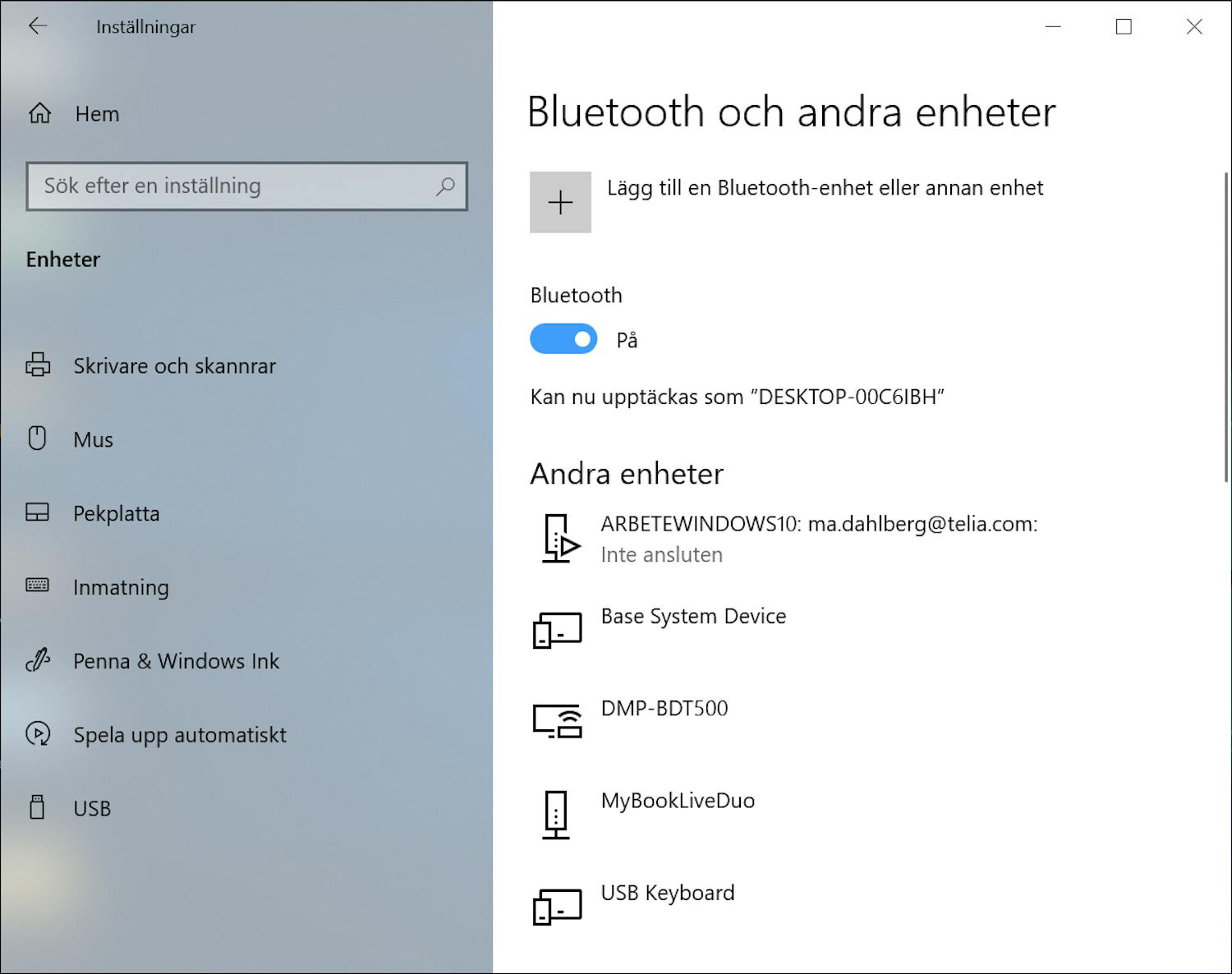 Bluetooth i Windows 10 Aktivera Bluetooth i Windows 10